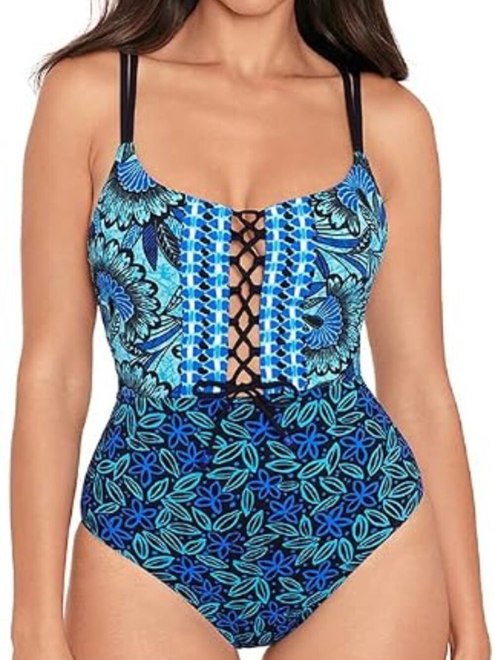 NWT Skinny Dippers Women's Jelly Beans Suga Babe Lace Up Front One Piece Swim S